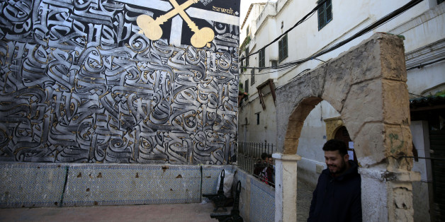 A wall painted by an Algerian artist in the famous district of the Casbah, Algiers, Algeria, January 29, 2018. The distric was integrated into a project of UNESCO organization to get people to visit the old city. (Photo by Billal Bensalem/NurPhoto via Getty Images)