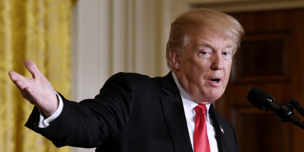 US President Donald Trump speaks during a joint press conference with Australian Prime Minister Malcolm Turnbull in the East Room of the White House in Washington, DC, February 23, 2018. / AFP PHOTO / Olivier Douliery (Photo credit should read OLIVIER DOULIERY/AFP/Getty Images)