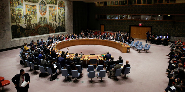 Members of the United Nations Security Council vote for ceasefire to Syrian bombing in eastern Ghouta, at the United Nations headquarters in New York, U.S., February 24, 2018. REUTERS/Eduardo Munoz