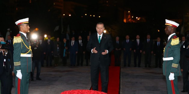 ALGIERS, ALGERIA - FEBRUARY 26: Turkish President Recep Tayyip Erdogan prays in front of Martyrs' Memorial in Algiers, Algeria on February 26, 2018. (Photo by Halil Sarkaya/Anadolu Agency/Getty Images)