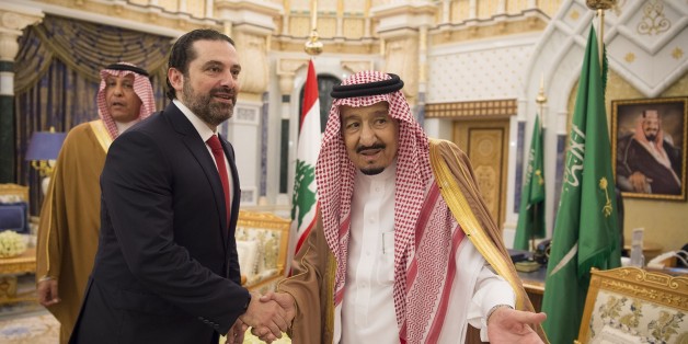 RIYADH, SAUDI ARABIA - FEBRUARY 28: (----EDITORIAL USE ONLY MANDATORY CREDIT - 'BANDAR ALGALOUD / SAUDI KINGDOM COUNCIL / HANDOUT' - NO MARKETING NO ADVERTISING CAMPAIGNS - DISTRIBUTED AS A SERVICE TO CLIENTS----) Lebanese Prime Minister Saad Hariri (L) meets with Saudi Arabian King Salman bin Abdulaziz Al Saud (R) during his official visit in Riyadh, Saudi Arabia on February 28, 2018. (Photo by Bandar Algaloud / Saudi Kingdom Council / Handout/Anadolu Agency/Getty Images)