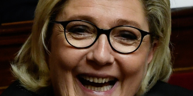 Head of French far-right National Front (FN) party and member of Parliament Marine Le Pen reacts as she attends a session of questions to the government at the National Assembly in Paris on January 23, 2018. / AFP PHOTO / Philippe LOPEZ (Photo credit should read PHILIPPE LOPEZ/AFP/Getty Images)