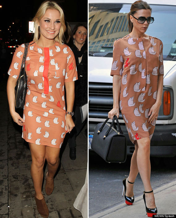 Sam Faiers Sports Faux Victoria Beckham Design Dress On Night Out
