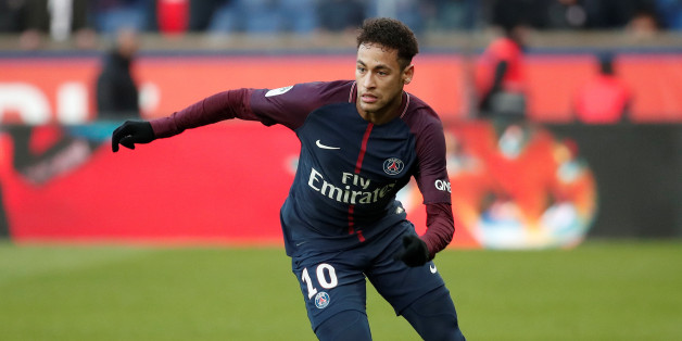 Neymar lors d'un match entre le Paris Saint-Germain et le RC Strasbourg, Parc des Princes, Paris, France, le 17 février 2018.