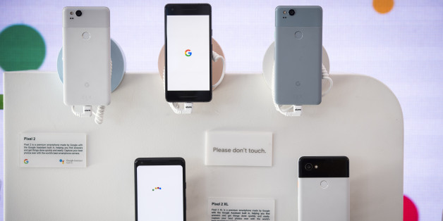 Google Inc. Pixel 2 and Pixel 2 XL smartphones are displayed during the 2018 Consumer Electronics Show (CES) in Las Vegas, Nevada, U.S., on Thursday, Jan. 11, 2018. Electric and driverless cars will remain a big part of this year's CES, as makers of high-tech cameras, batteries, and AI software vie to climb into automakers' dashboards. Photographer: David Paul Morris/Bloomberg via Getty Images