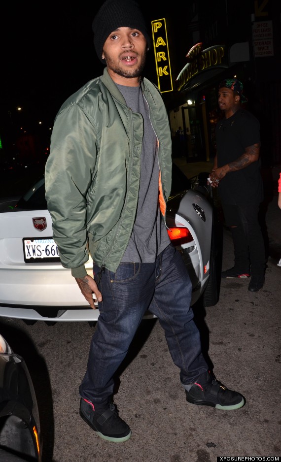 Chris Brown Shows Us His Golden Grills On Night Out In Hollywood (PICS)