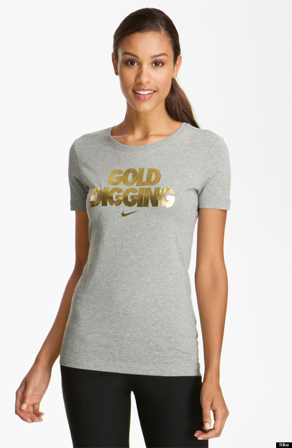 nike shirt with gold letters