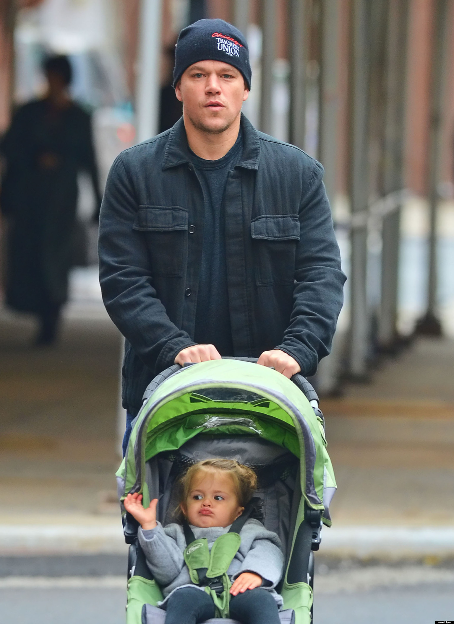 Matt Damon's Daughter Stella Makes Funny Faces As She Takes A Stroll