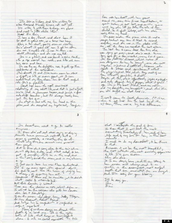 Fiona Apple escribe una carta de despedida a su perra como 