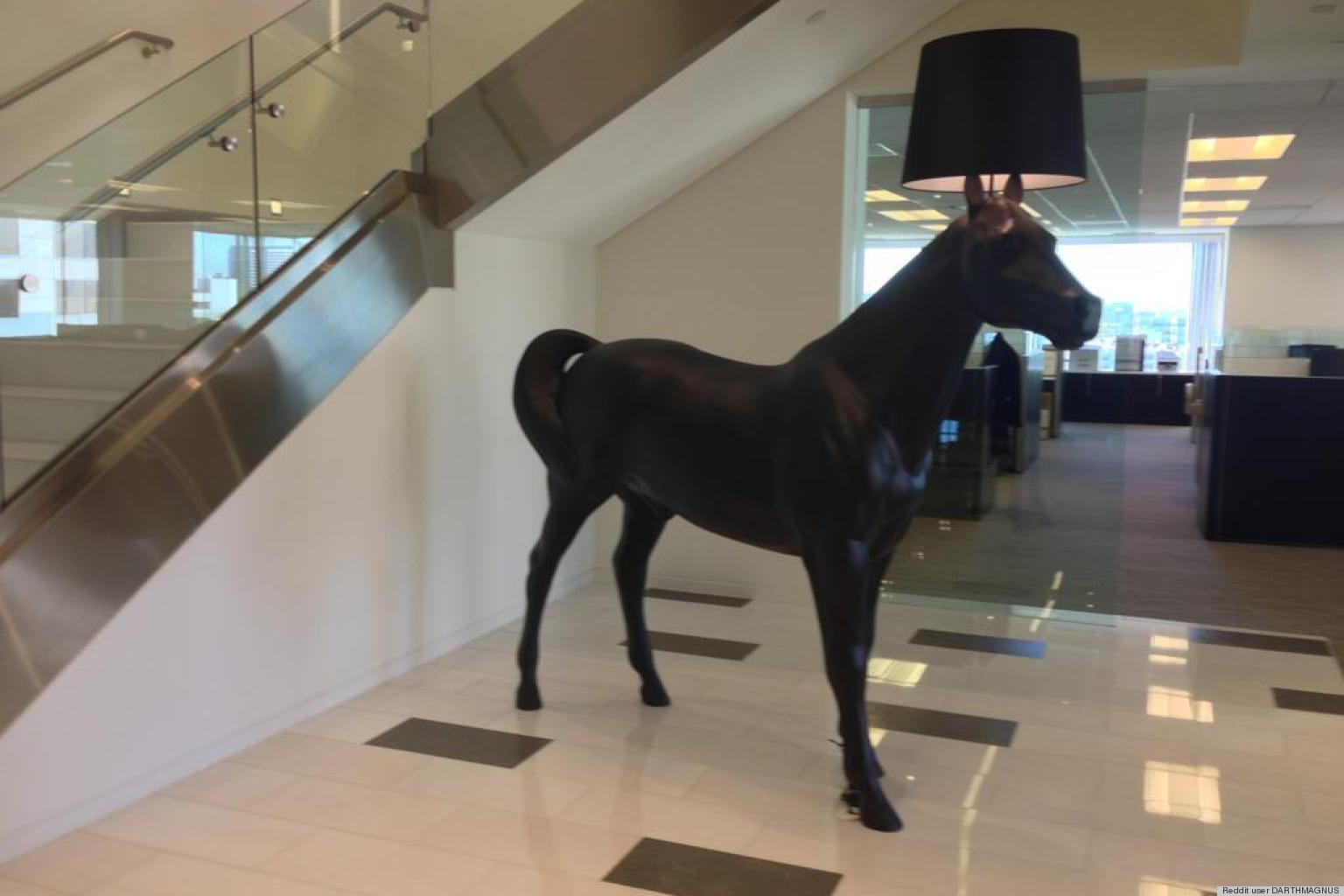 Company Buys $8000 Horse Lamp By Front Design For Lobby 