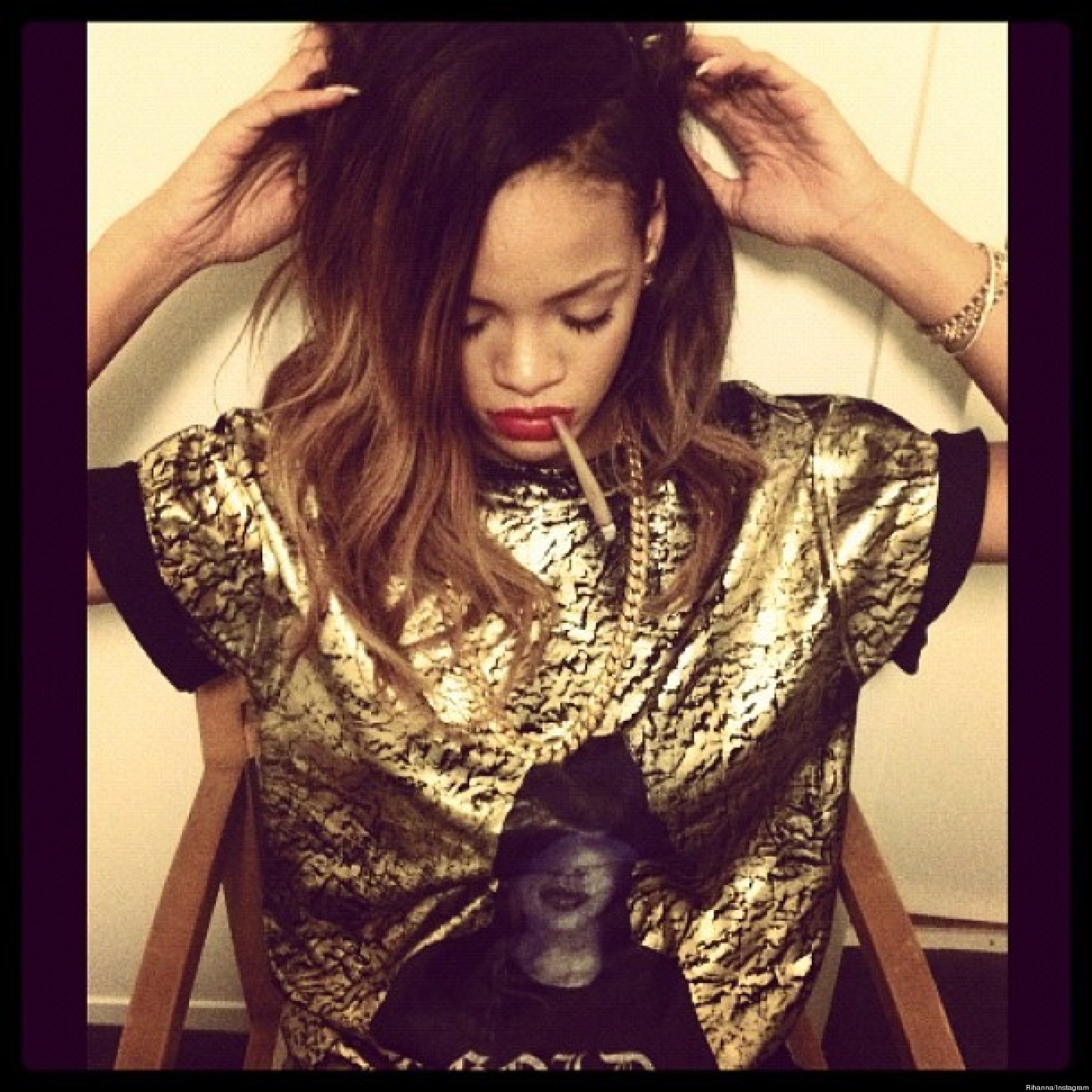 rihanna smoking shirt