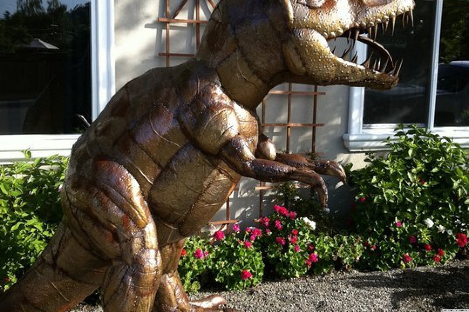 Dug The T-Rex Lawn Dinosaur Brings Joy To A Neighborhood In Redwood